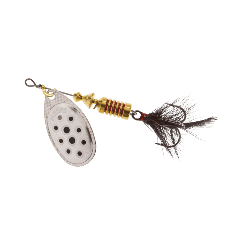 Load image into Gallery viewer, MEPPS AGLIA SPINNER DRESSED B3D / Silver/Black Dot Mepps Aglia Spinner Dressed
