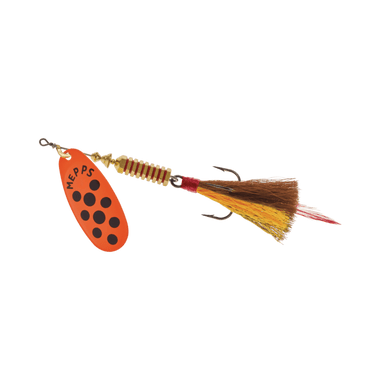 MEPPS SPINNERS CLT5 / Org Blk Dot/Org & Brn Tail Mepps Comet Long Tail