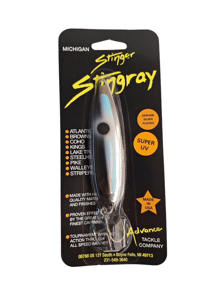 Load image into Gallery viewer, MICHIGAN STINGER TROLLING SPOONS UV Black Tux Michigan Stinger Stingray Spoon
