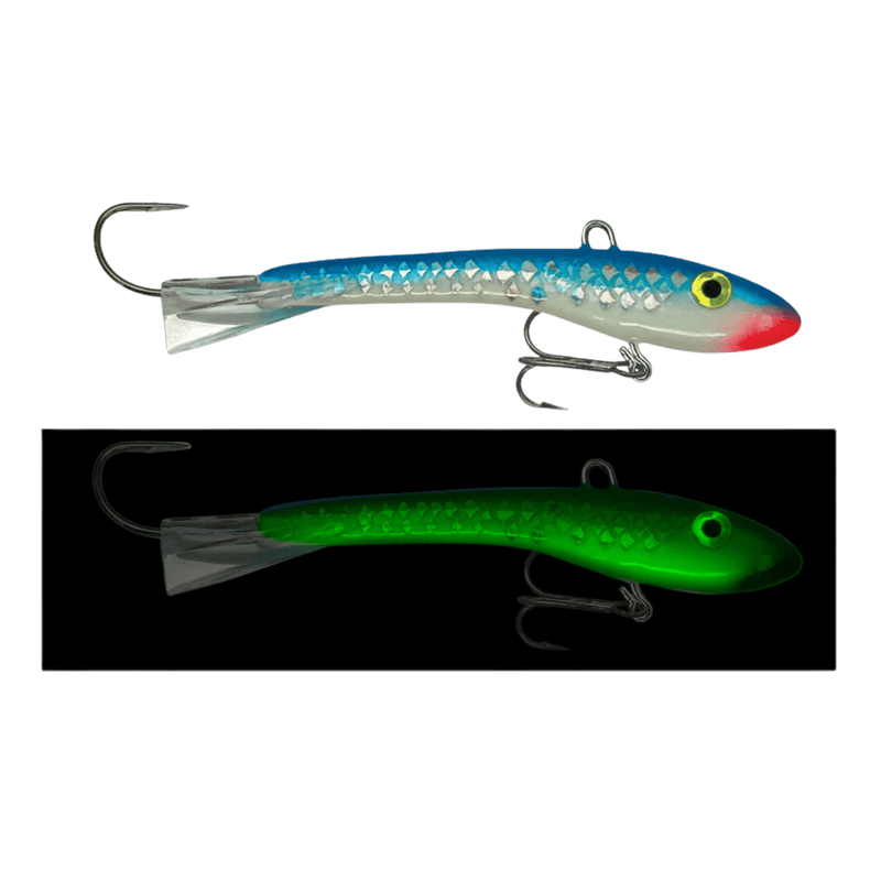 Load image into Gallery viewer, MOONSHINE ICE GLIDE BAITS 3 / Eminator Scale Moonshine Rattling Shiver Minnow
