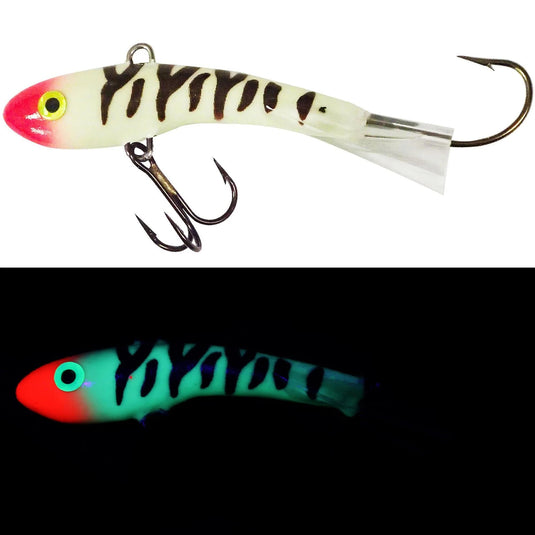 MOONSHINE ICE GLIDE BAITS 3 / Glow Bloody Nose Moonshine Shiver Minnow