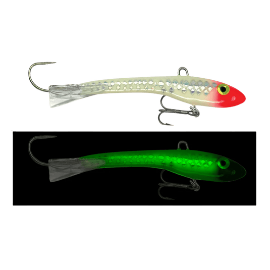 MOONSHINE ICE GLIDE BAITS 3 / Glow Bloody Scale Moonshine Rattling Shiver Minnow