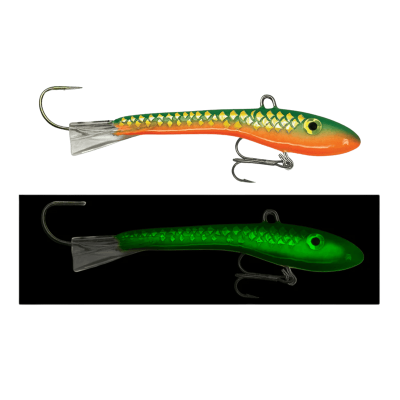 Load image into Gallery viewer, MOONSHINE ICE GLIDE BAITS 3 / Perch Scale Moonshine Rattling Shiver Minnow
