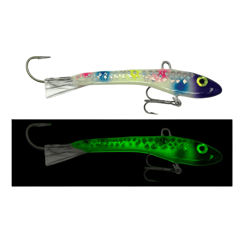 Load image into Gallery viewer, MOONSHINE ICE GLIDE BAITS 3 / Purple Bread Scale Moonshine Rattling Shiver Minnow
