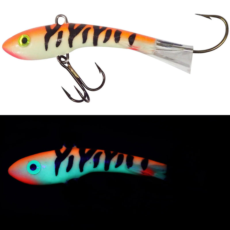 Load image into Gallery viewer, MOONSHINE ICE GLIDE BAITS 3 / Tangerine Tiger Moonshine Shiver Minnow
