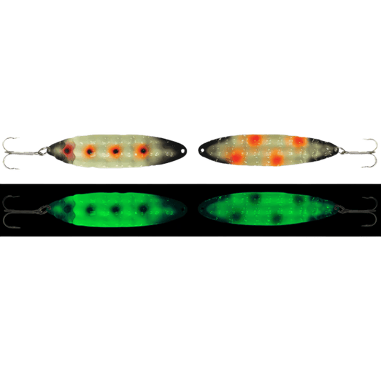MOONSHINE TROLLING SPOONS 5" MAG / Org Slice Double V Moonshine Hammered Moonchips Series