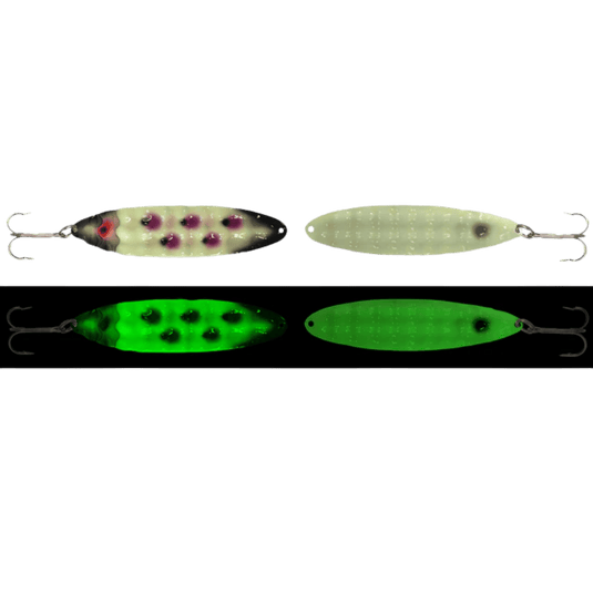 MOONSHINE TROLLING SPOONS 5" MAG / Raspberry Double V Moonshine Hammered Moonchips Series