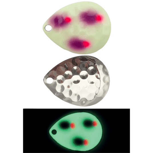 MOONSHINE WORM HARNESS 5 / Purplez-It Moonshine Colorado Blades 3-PK - Super Glow