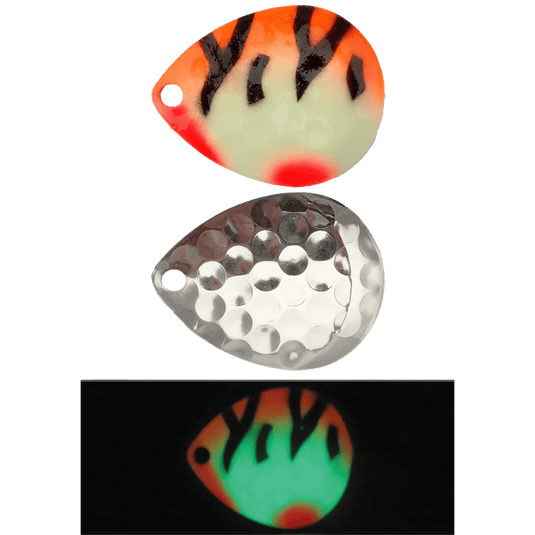 MOONSHINE WORM HARNESS 5 / Tangerine Tiger Moonshine Colorado Blades 3-PK - Super Glow