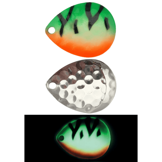 MOONSHINE WORM HARNESS 5 / Wild Perch Moonshine Colorado Blades 3-PK - Super Glow