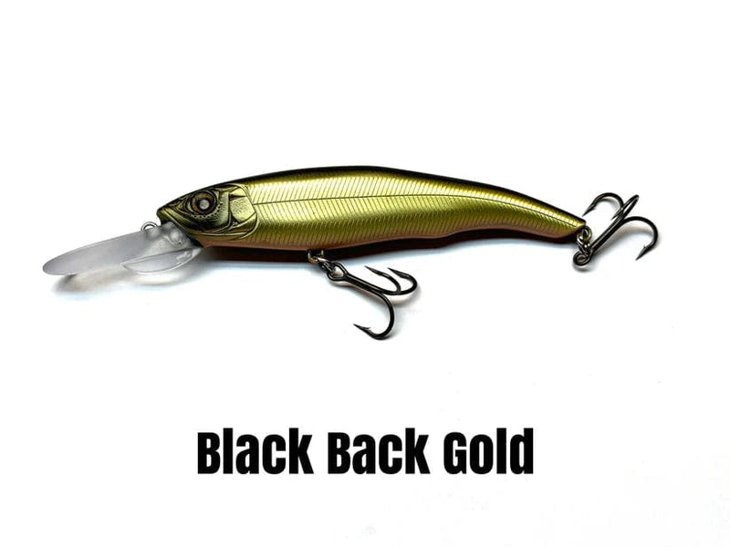 Load image into Gallery viewer, NISHINE JERKBAIT Black Back Gold Nishine Lure Works Erie 95 Md Jerkbait
