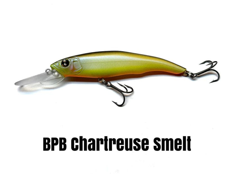 Load image into Gallery viewer, NISHINE JERKBAIT Bpb Chartreuse Smelt Nishine Lure Works Erie 95 Md Jerkbait
