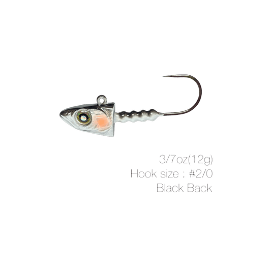 NISHINE SMELT HEAD 3/7 / Black Back / 2-0 Nishine Lure Works Smelt Head