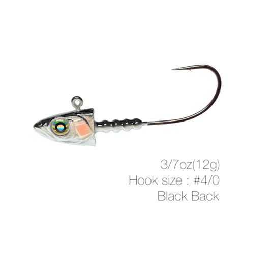 NISHINE SMELT HEAD 3/7 / Black Back / 4-0 Nishine Lure Works Smelt Head