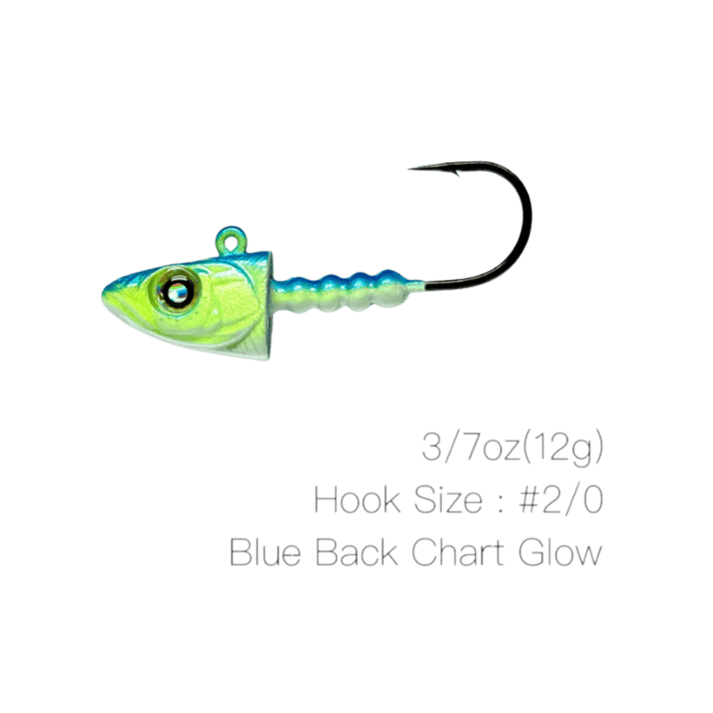 Load image into Gallery viewer, NISHINE SMELT HEAD 3/7 / CG Blue Bk Chart Glo / 2-0 Nishine Lure Works Smelt Head

