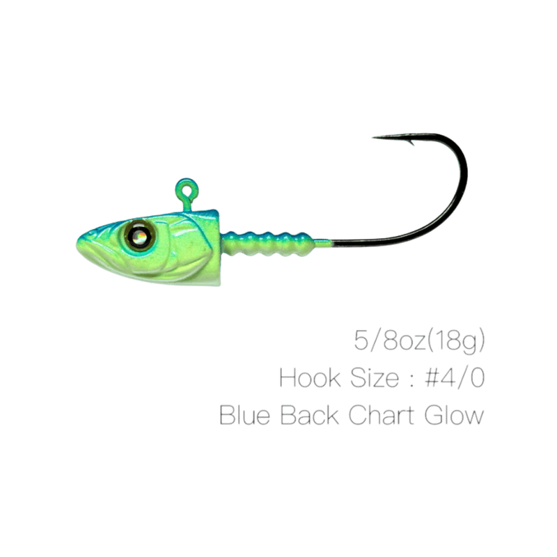 Load image into Gallery viewer, NISHINE SMELT HEAD 5/8 / CG Blue Bk Chart Glo / 4-0 Nishine Lure Works Smelt Head
