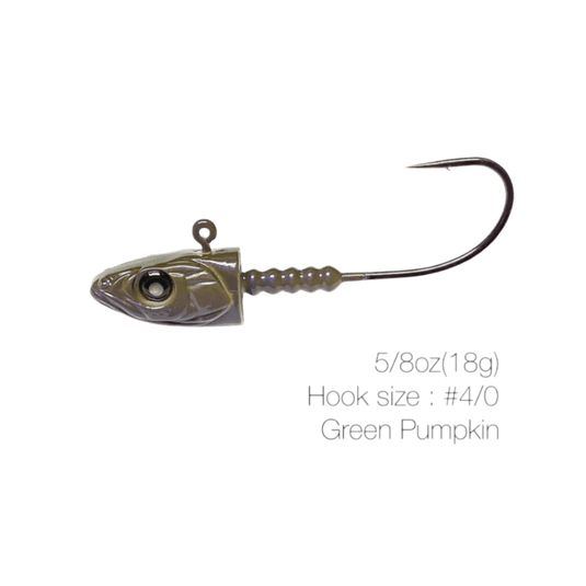NISHINE SMELT HEAD 5/8 / Green Pumpkin / 4-0 Nishine Lure Works Smelt Head