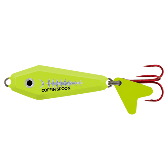 NORTHLAND BUCSHT COFFIN SPN 1-4 / Super Glow Exo Chartreuse Northland Buck-Shot Coffin Spoon