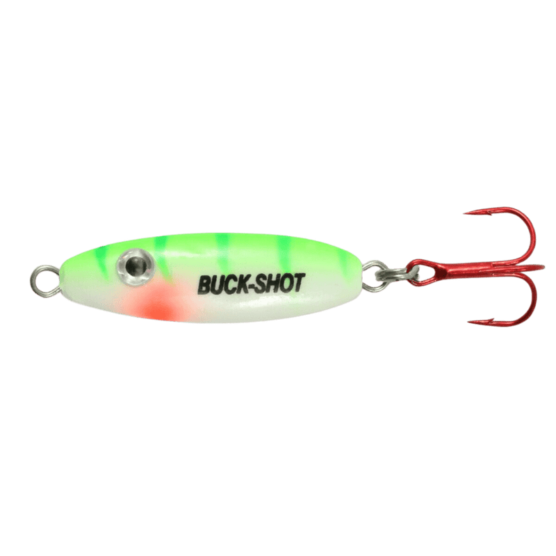 Load image into Gallery viewer, NORTHLAND BUCSHT RATL SPN 1-4 / UV Glo Perch Northland Buck-Shot Rattle Spoon
