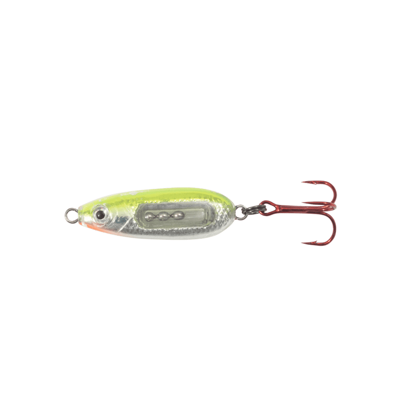Load image into Gallery viewer, NORTHLAND GLASS BUCK-SHOT 1-8 / Silver Fluorescent Chartreuse Northland Glass Buck-Shot Spoon
