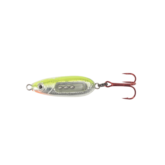 NORTHLAND GLASS BUCK-SHOT 1-8 / Silver Fluorescent Chartreuse Northland Glass Buck-Shot Spoon