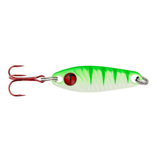 NORTHLAND ICE SPOONS 1-4 / Super Glo Perch Northland Tungsten Buckshot Spoon