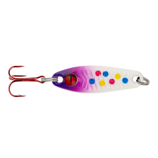 NORTHLAND ICE SPOONS 1-4 / Super Glo Purple Wonderbread Northland Tungsten Buckshot Spoon