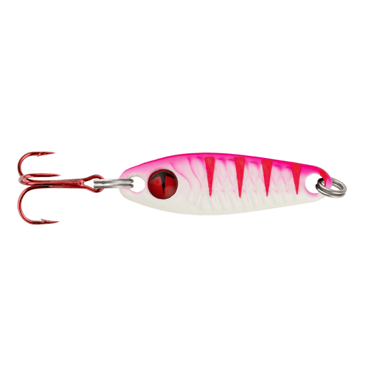 NORTHLAND ICE SPOONS 1-4 / UV Pink Tiger Northland Tungsten Buckshot Spoon