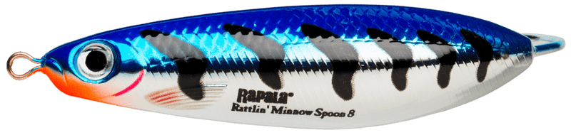 Load image into Gallery viewer, RAPALA CASTING SPOONS 08 / Metallic Blue Tiger Rapala Weedless Rattlin&#39; Minnow Spoon
