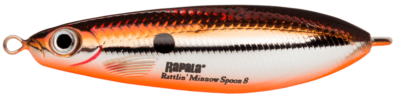 Load image into Gallery viewer, RAPALA CASTING SPOONS 08 / Silver Back Red Rapala Weedless Rattlin&#39; Minnow Spoon

