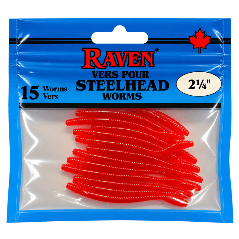 Load image into Gallery viewer, RAVEN STEELHEAD GEAR 2.25" / Red Raven Steelhead Worms
