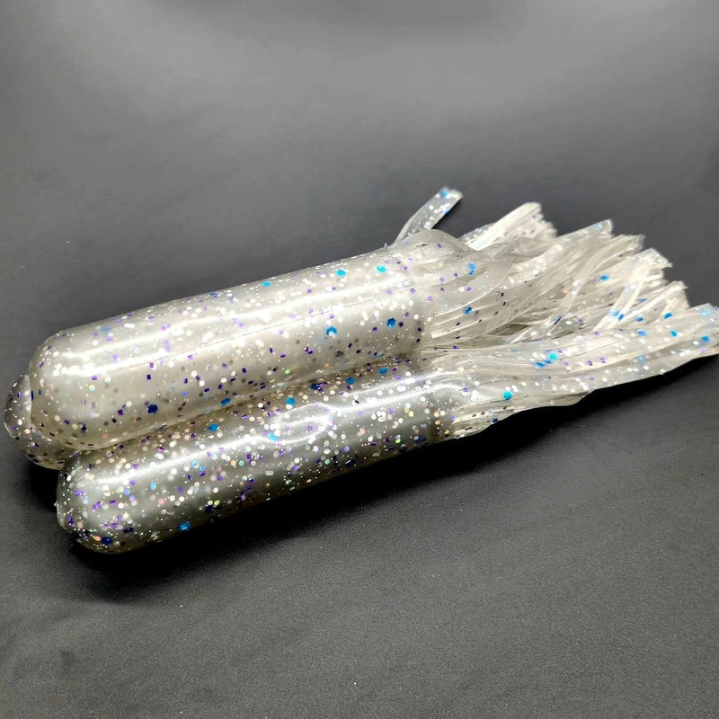 Load image into Gallery viewer, RED OCT MUSKY/PIKE 7.5" / Pearl Silver Red October Baits Monster Tubes
