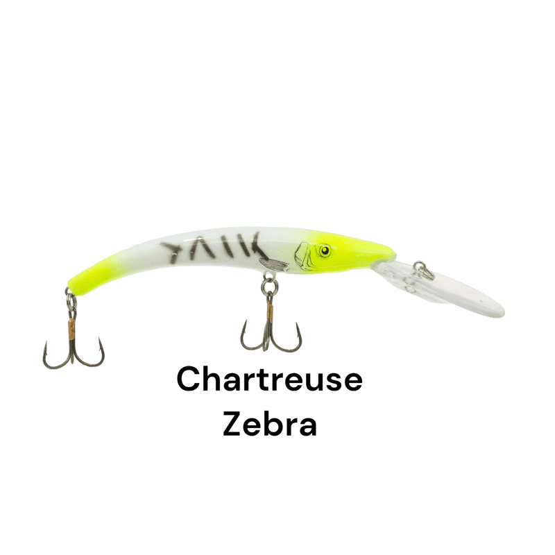 Load image into Gallery viewer, REEF RUNNER DEEP DIVER CHARTREUSE ZEBRA | FRONT VIEW | FISHING WORLD CANADA
