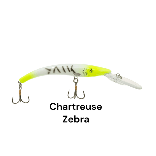 REEF RUNNER DEEP DIVER CHARTREUSE ZEBRA | FRONT VIEW | FISHING WORLD CANADA