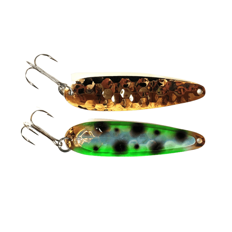 Load image into Gallery viewer, SALMON CANDY TROLLING SPOONS UV Super Frog Gold Salmon Candy Standard Spoon
