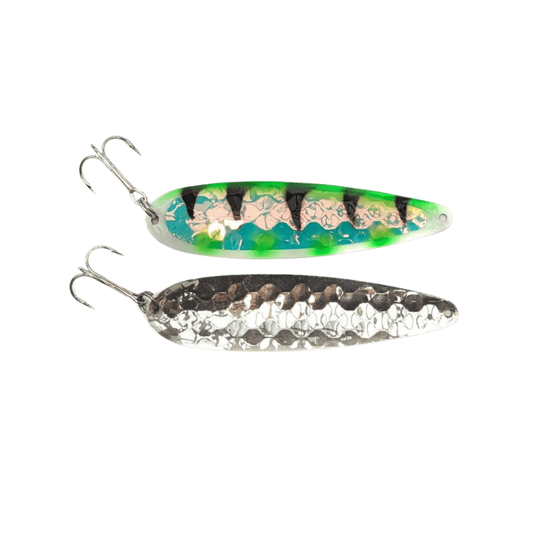 Load image into Gallery viewer, SALMON CANDY TROLLING SPOONS UV Toxic Spikelets Super Glow Salmon Candy Standard Spoon
