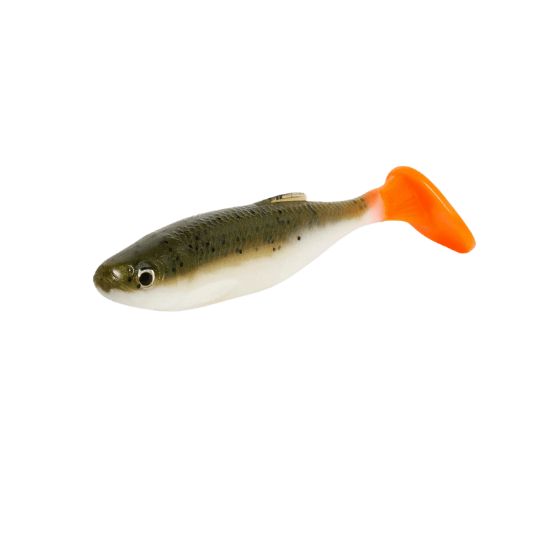 Load image into Gallery viewer, SAVAGE MUSKY/PIKE 3&quot; / Olive Hot Orange Savage Gear Fat Minnow T-Tail
