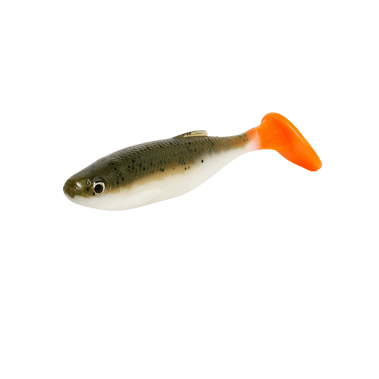 SAVAGE MUSKY/PIKE 3" / Olive Hot Orange Savage Gear Fat Minnow T-Tail