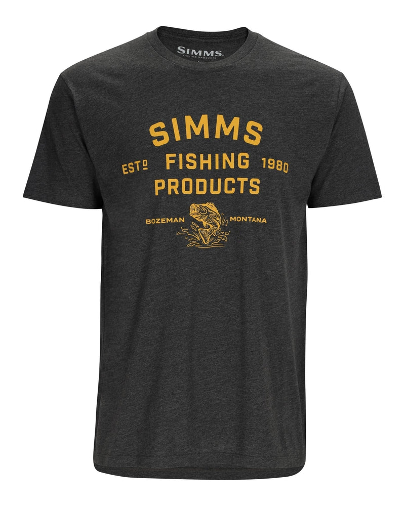 Load image into Gallery viewer, SIMMS SHIRTS/HOODIES Charcoal Heather / Medium Simms Stacked Logo Bass T-Shirt
