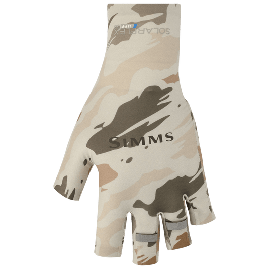 SIMMS SUN WEAR Ghost Camo Stone / Small Simms Solarflex Half Finger Sun Gloves