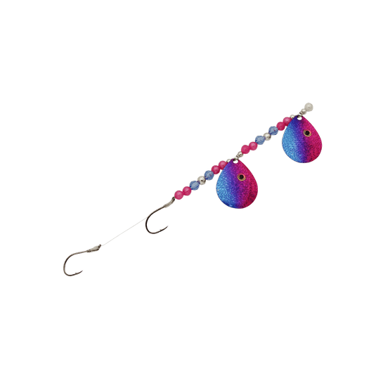 THREE D WORM HARNESS CT5 / Pink Purple Blue Chip Hologram (HOTP) Three D Worm Harness Double Blade