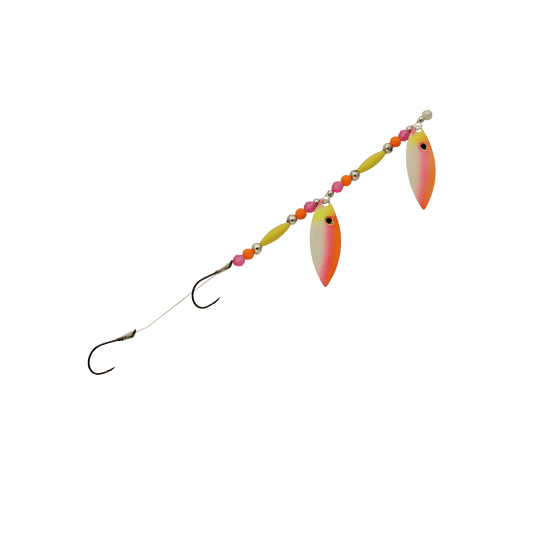 THREE D WORM HARNESS UVPP Three D Tandem Willow Leaf Blade Worm Harness
