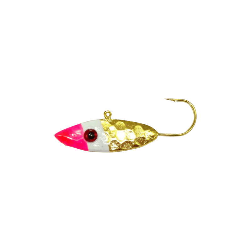 Load image into Gallery viewer, TOM'S TACKLE ICE JIGS Gold/Pink/Glo Tom's Tackle Shiner Minnow 1/4oz
