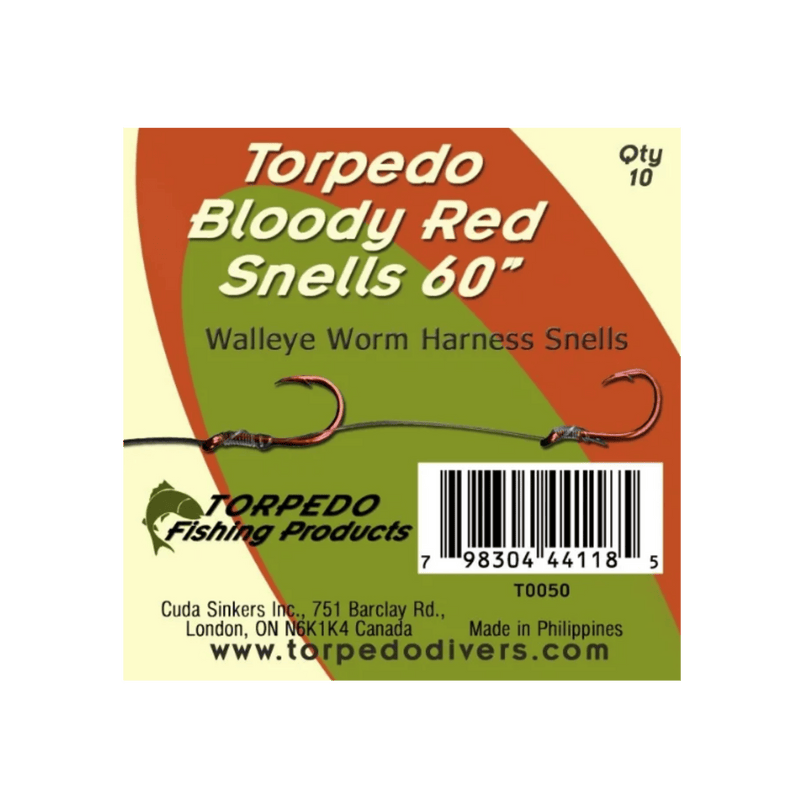 Load image into Gallery viewer, TORPEDO DIVER TERMINAL TACKLE Torpedo Bloody Red Fluorocarbon Snells 60in
