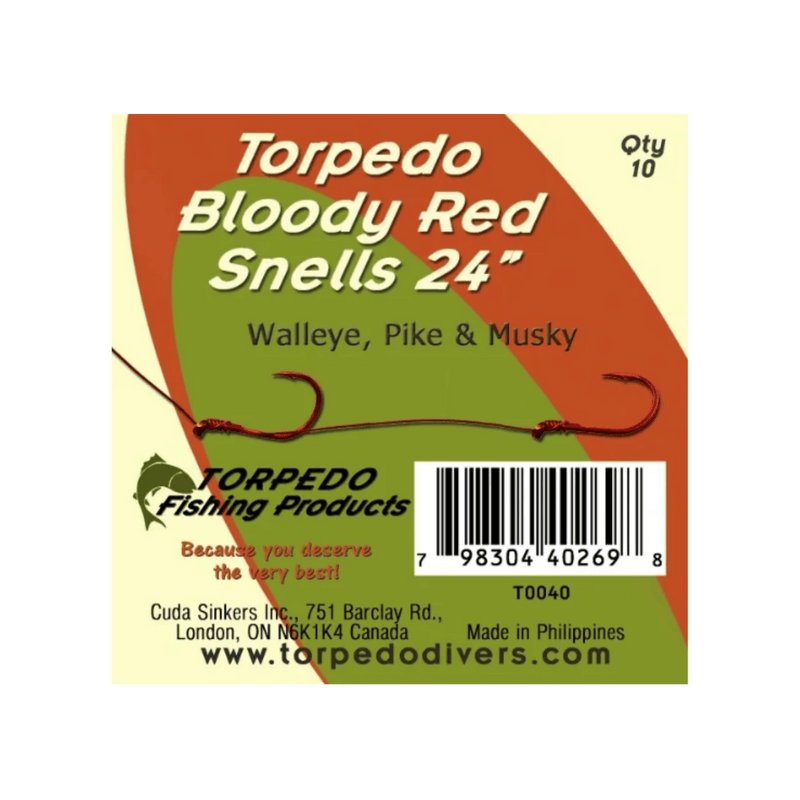 Load image into Gallery viewer, TORPEDO DIVER TERMINAL TACKLE Torpedo Bloody Red Wire Snells 24"
