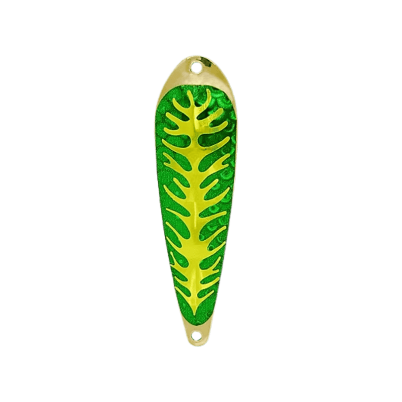 Load image into Gallery viewer, TRIPLE THREAT TROLLING SPOONS Lemon Lime Triple Threat Standard Spoon 4"
