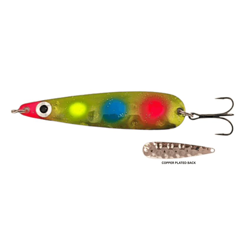 Load image into Gallery viewer, VAN DUTCH TROLLING SPOONS 3.25" / Radioactive Rippler Copper Van Dutch The Little Hoser Trolling Spoon
