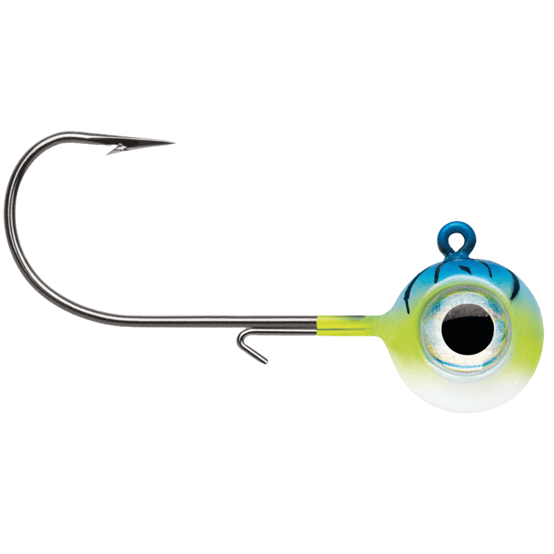 Load image into Gallery viewer, VMC MOON EYE 1-16 / Blue Fire UV VMC Neon Moon Eye Jig
