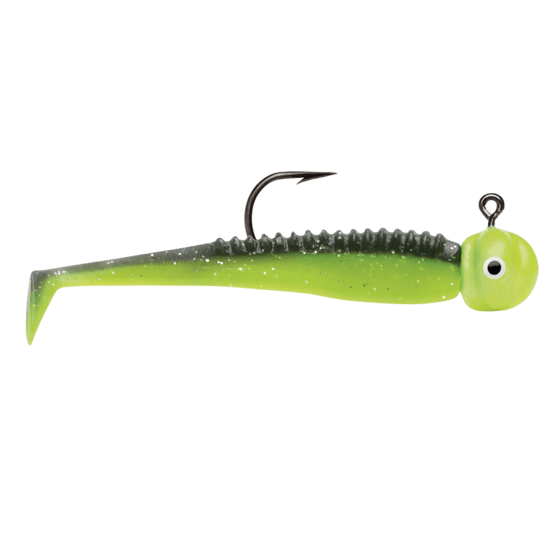 Load image into Gallery viewer, VMC PANFISH 1-16 / Black Chartreuse Glo VMC BTJ Boot Tail Jig
