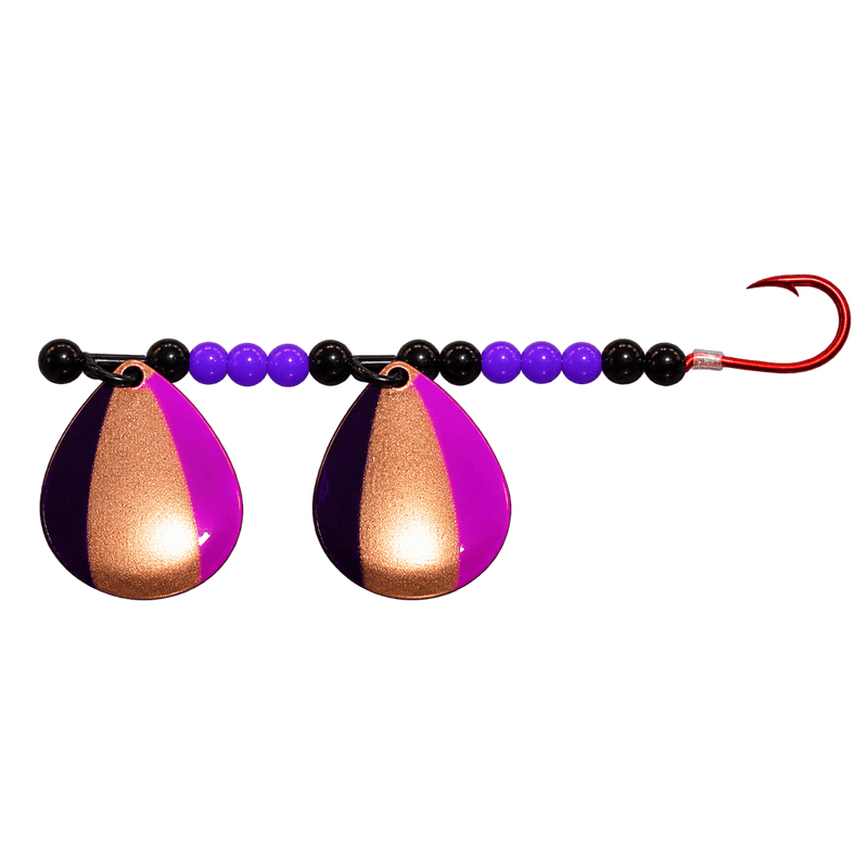 Load image into Gallery viewer, WACKM TKL DOUBLE WORM HARNESS Black Purple Wack M Tackle Double Worm Harness
